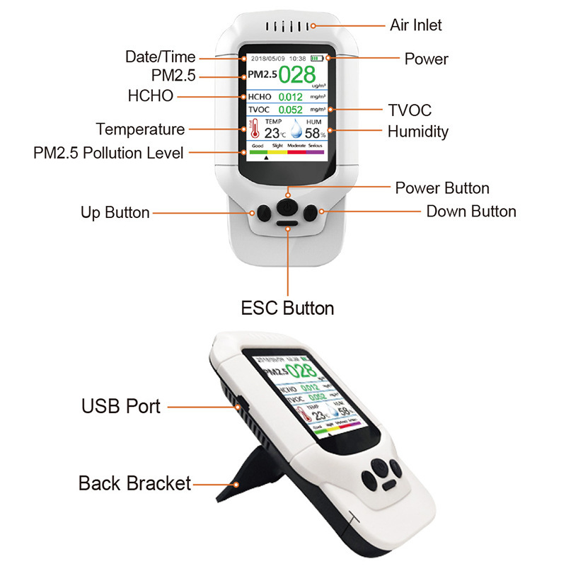 Cross-border English-language formaldehyde/Tvoc/PM2.5 Test instrument dust air quality testing