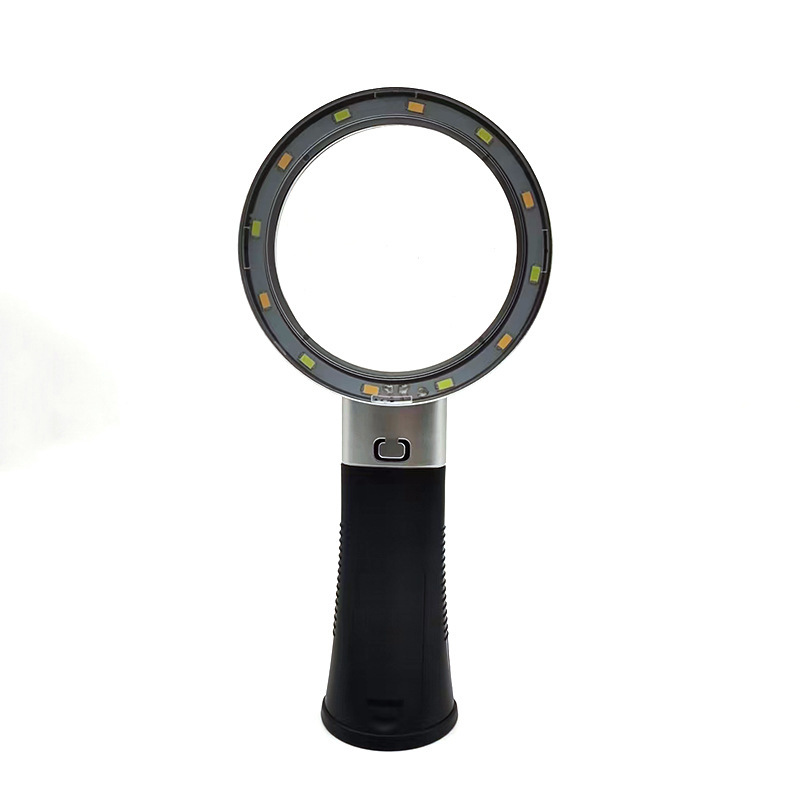 Reading magnifier hand-held stand-up magnifier LED lighting magnified 10 times to apply home office research