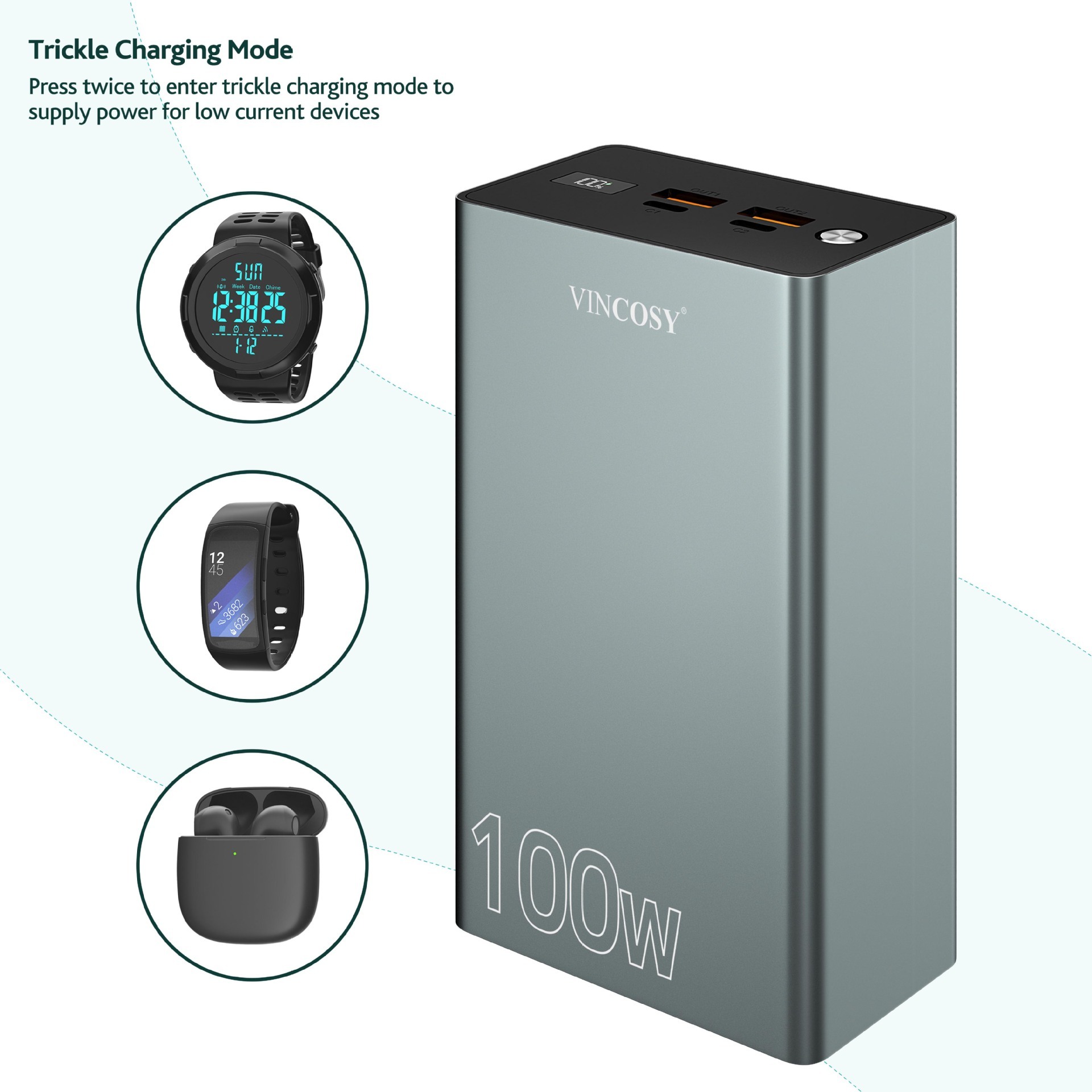 100W năng lượng di động chạy nhanh, 40 ngàn mg điện năng cao.