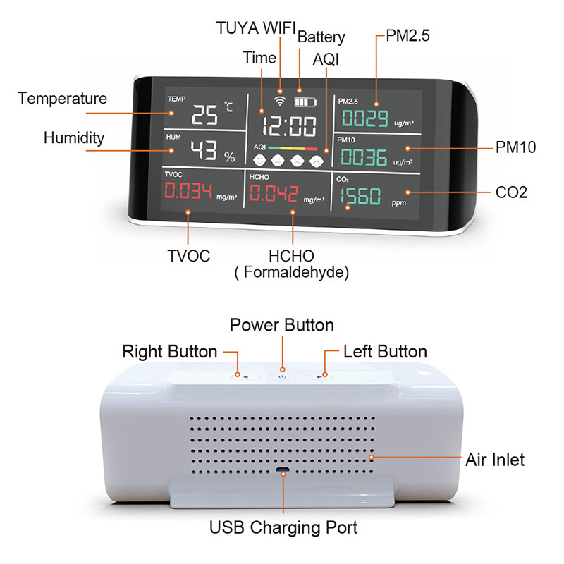 Historical data export Tuya WiFi Multifunctional Air Quality Monitor PM2.5/HCHO/TVOC