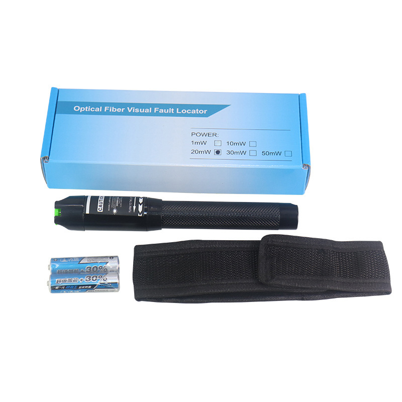 Red light pen, 20 m of red light fibre-optic cut-off detection tool, 20 km of optical malfunction pen