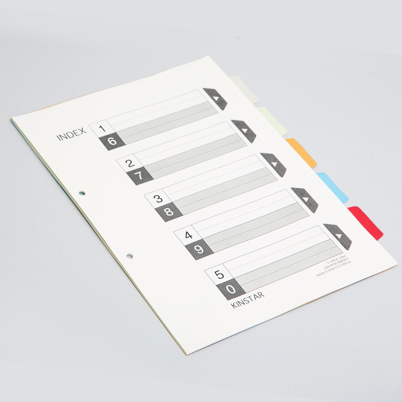 Customise page coloured index paper table of contents to replace the page core index card file tab