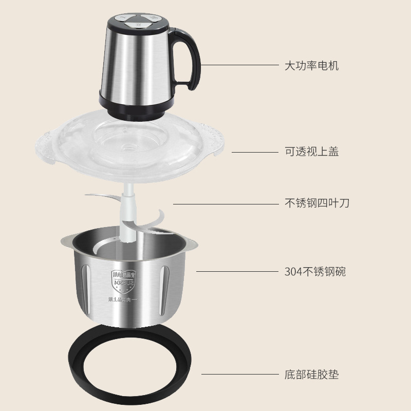 ไฟฟ้าที่บ้านอัตโนมัติทั้งหมด 5L ขนาดเล็กบดเนื้อห้องครัวหลายอเนกประสงค์จาน