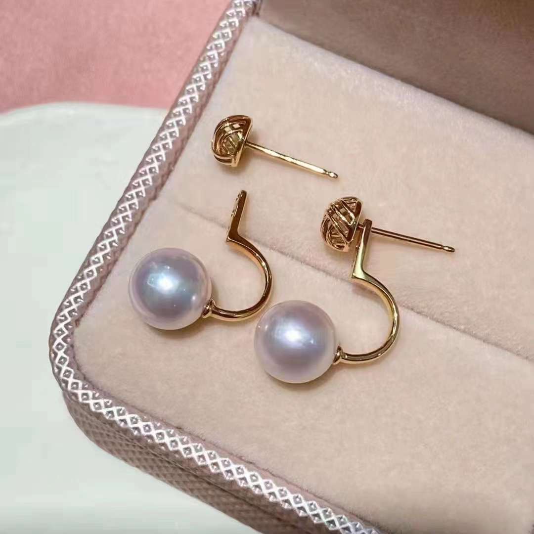 18k gold-firing ball coated with ear nails of fresh water, akoya pearl platinum is a 7-8mm positive light.