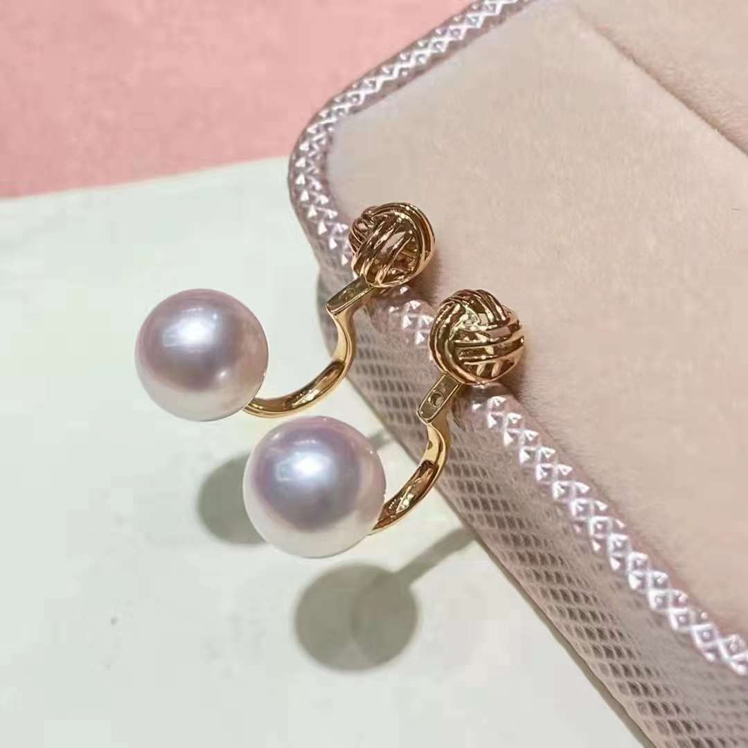 18k gold-firing ball coated with ear nails of fresh water, akoya pearl platinum is a 7-8mm positive light.