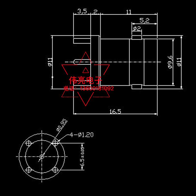 Supply of BNCKE four feet straight into mini video header BNC radio frequency-axis connector