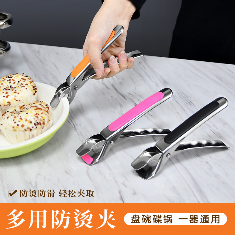 Những chiếc bát thép không rỉ sáng tạo với găng tay trượt tuyết silicone và một tô nóng hơn với một đĩa ăn và một nâng đĩa.