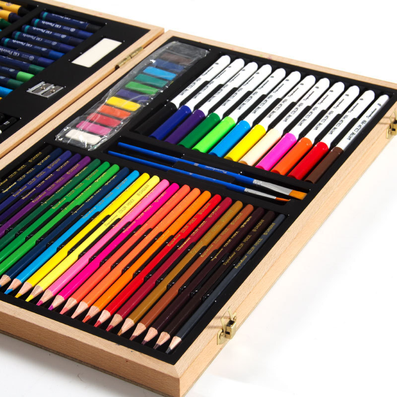 102 new wooden case drawings for the birthday of the art and stationery box for children