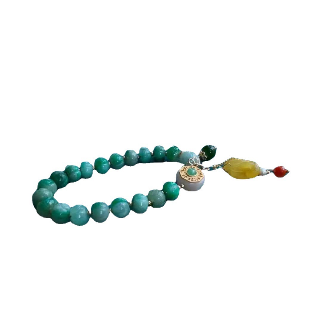 Emerald Myanmar A rolls green bead bracelets, natural icy sprouts, female beads with honey wax.