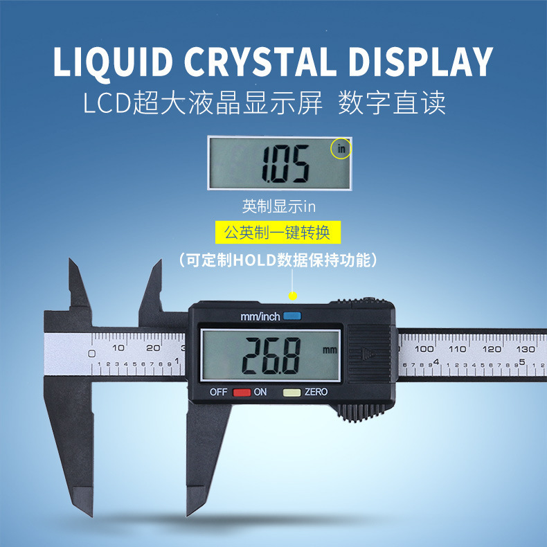 Electronic number-spectrum scale, plastic number-spectrum 0-150 mm, cool black, various packagings, special price promotions.