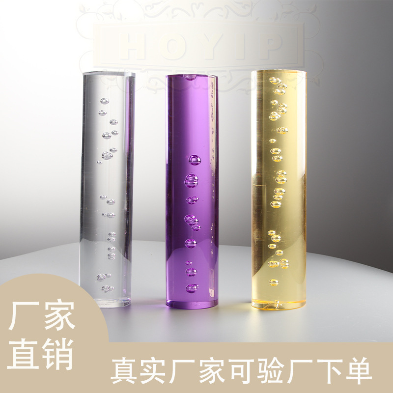 High-transparent Akli rods, fine organic glass bubble rods, decorated light cylindrical rods.