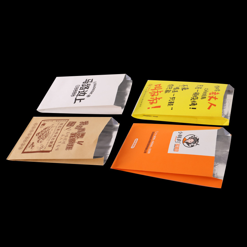 Barbecue buns of aluminum platinum paper bag for a one-time sale of oilproof bags of fried chicken.