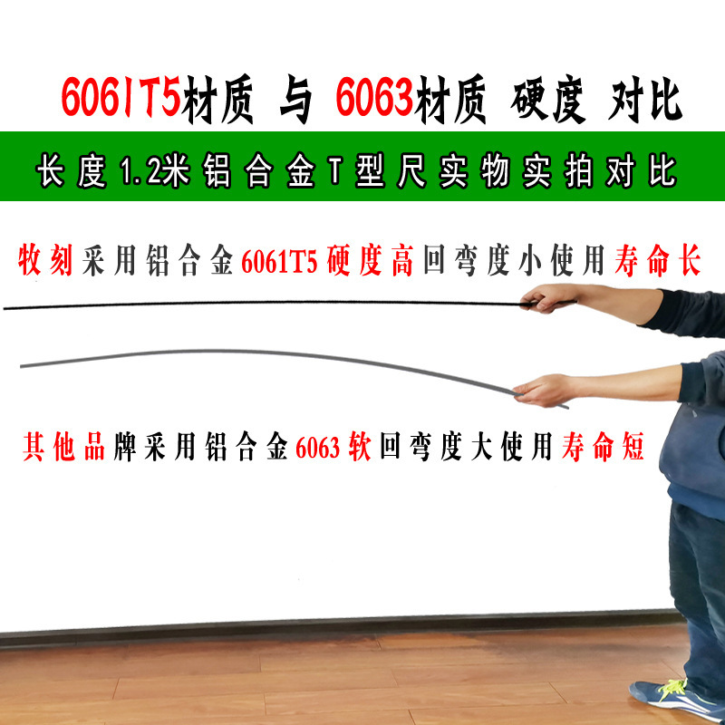 牧刻鋁合金t型尺加長T型拐劃線角尺玻璃尺美工刀玻璃刀筆裁剪靠尺