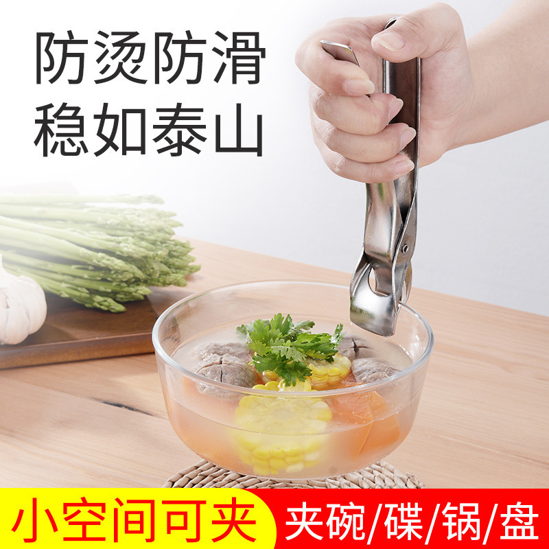 Những chiếc bát thép không rỉ sáng tạo với găng tay trượt tuyết silicone và một tô nóng hơn với một đĩa ăn và một nâng đĩa.