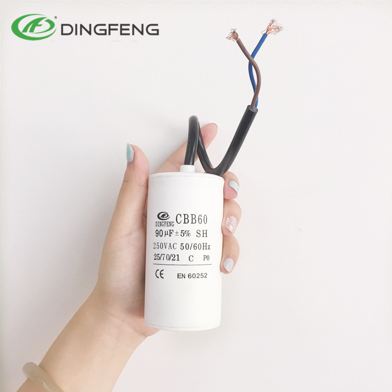 cbb60 capacitors 450 v 20uf white shell side-cover cable organic film capacitors