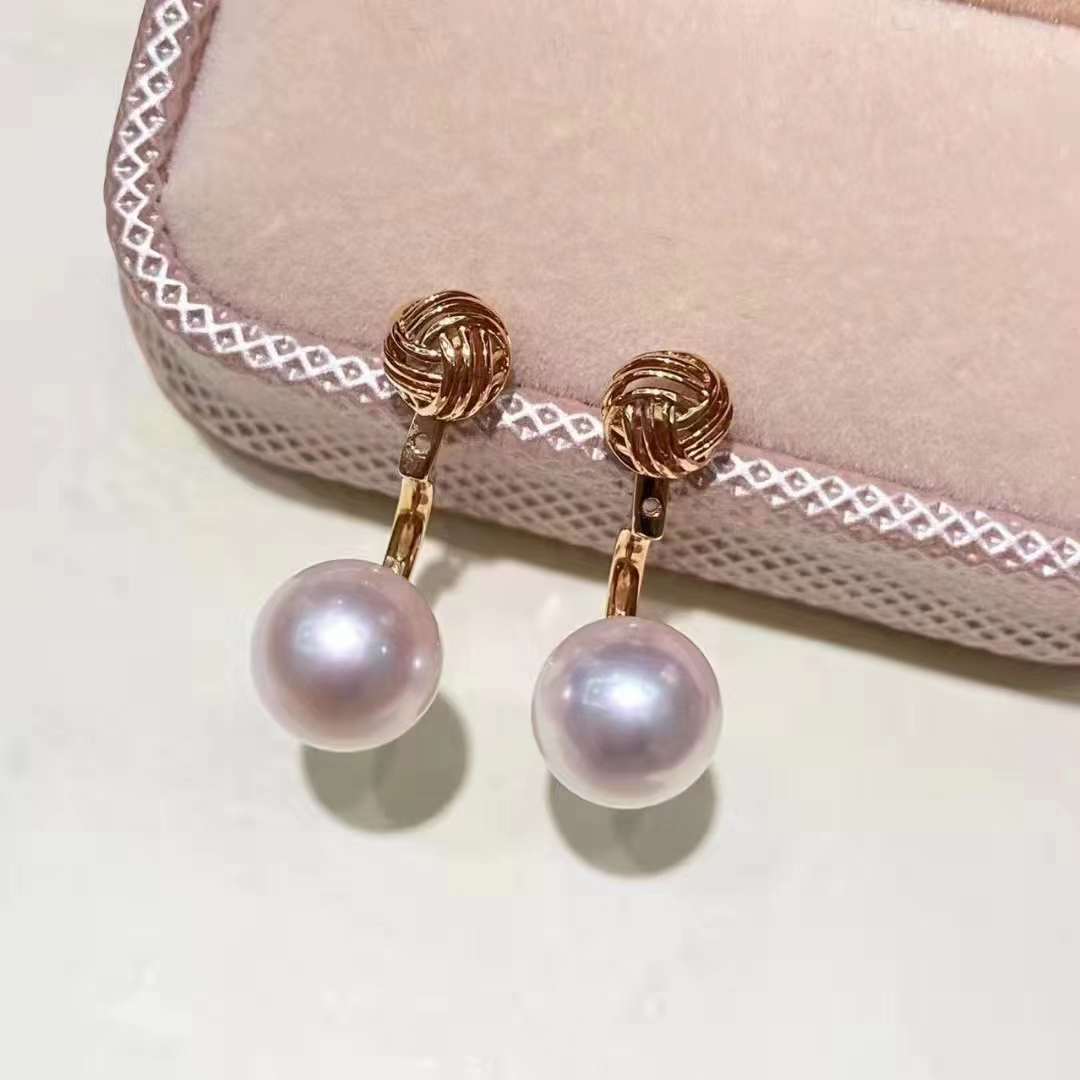 18k gold-firing ball coated with ear nails of fresh water, akoya pearl platinum is a 7-8mm positive light.