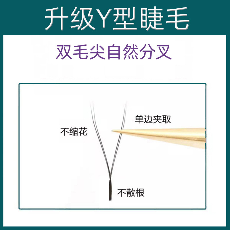 雙毛尖y型嫁接睫毛0.07YY睫毛 濃密自然不散根美睫店用假睫毛批發