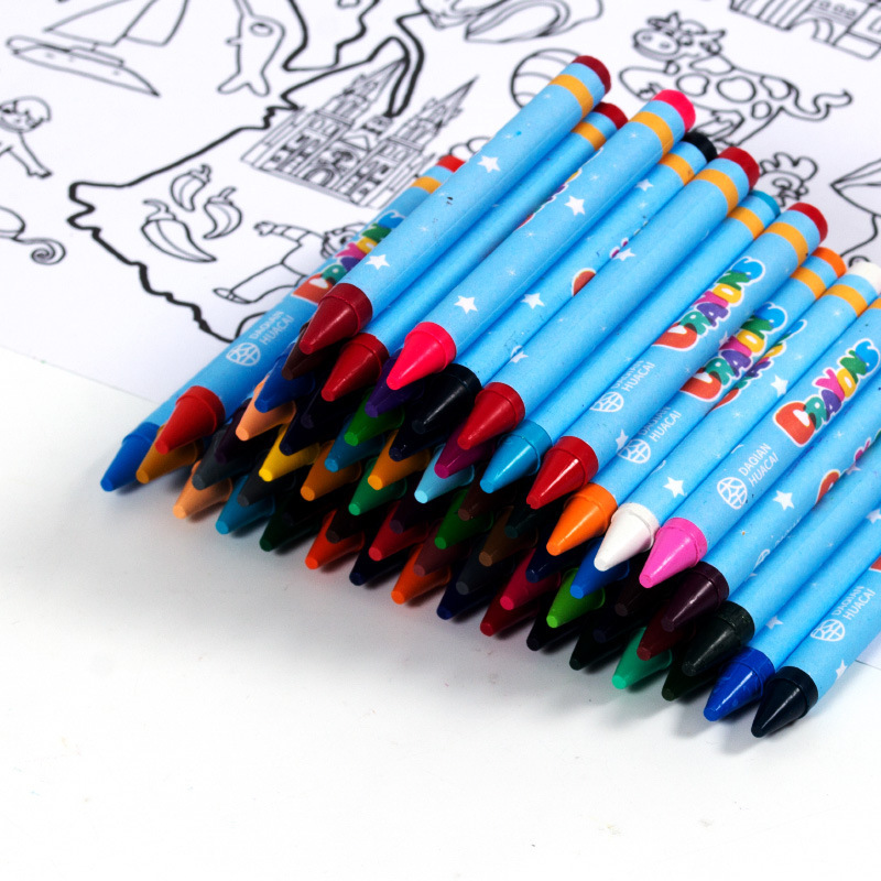 Direct sale of children paint coloured crayons, 72 colored macaroni.