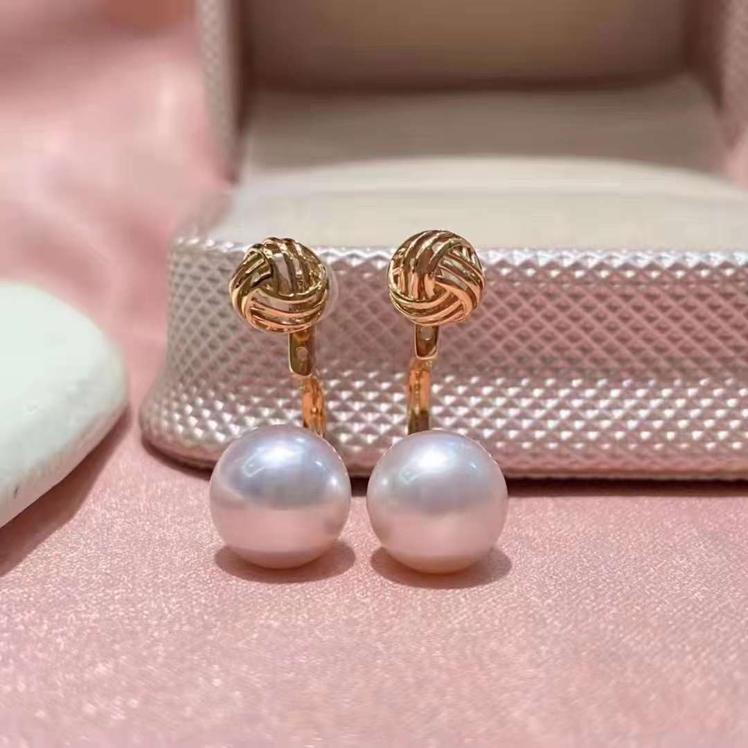 18k gold-firing ball coated with ear nails of fresh water, akoya pearl platinum is a 7-8mm positive light.