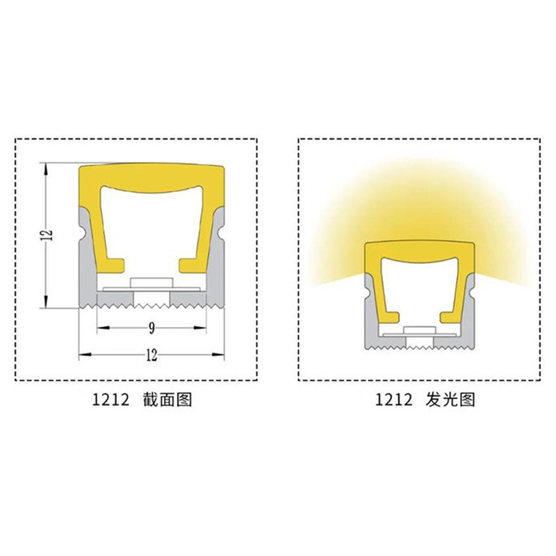 led柔性12*12硅胶灯带 户外防雨发光嵌入式可制作多色硅胶线条灯