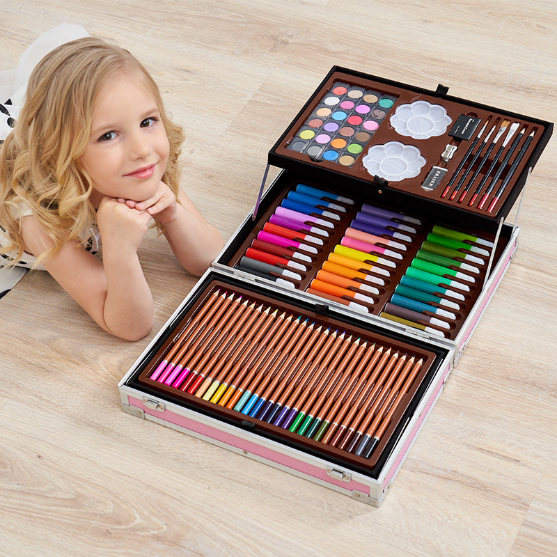 Sixty-one children's gifts, 200 PC aluminium crayons, crayons with acrylic paint pencils, painting kits.