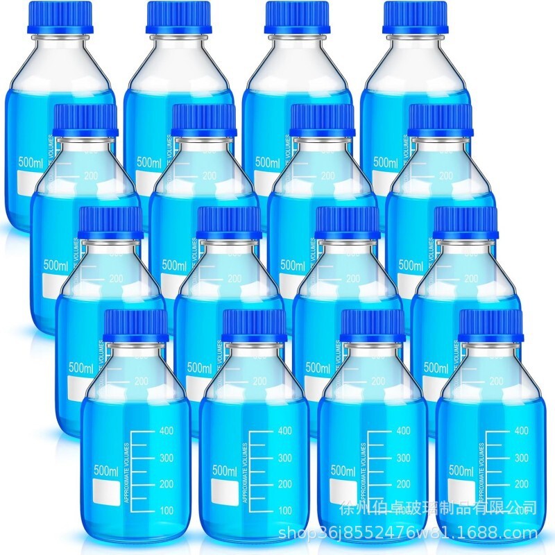500ml Transparent Bluecap Reagent Chemical Laboratory sample media storage vials of entropy