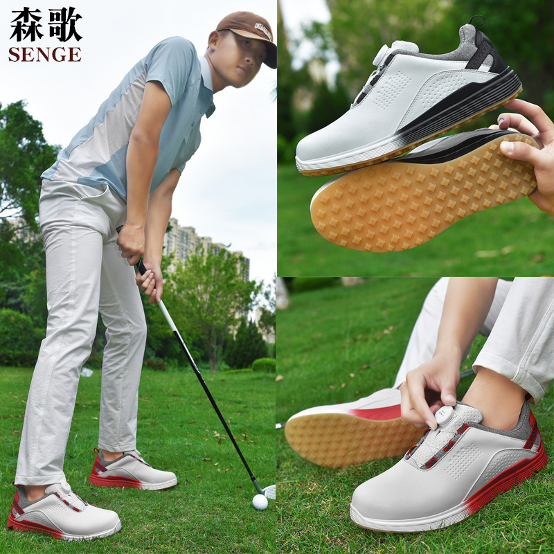 Đôi giày golf hàng loạt của nhà máy, đôi giày chống thấm nước của người đàn ông, và họ xuống đó để huấn luyện giày bóng trượt ván gôn vô địch.