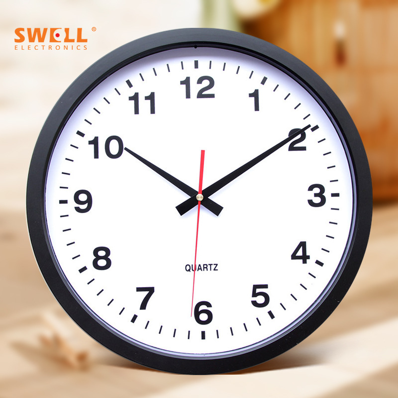 A 14-inch static electronic wall clock, a simple round stone clock, a direct sale to the living room.