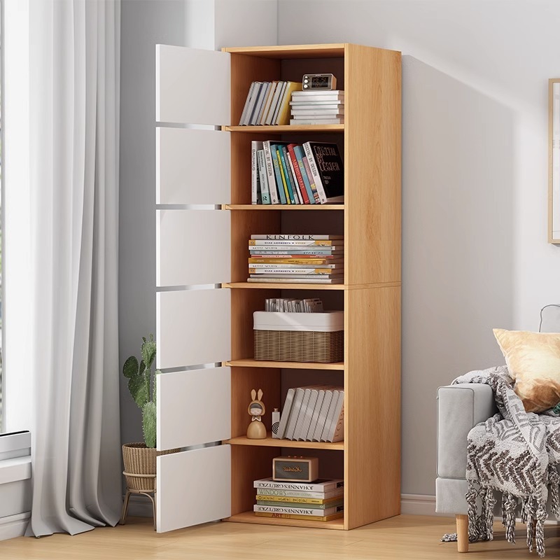 Bookcases set up by the dust shelf living room next to the desk, with the doorman's lockers.