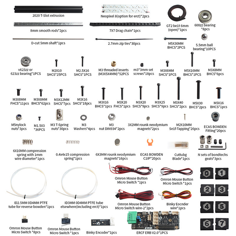 3D printer fittings ERCF Multi-colour V1 Upgrade V2 Package 6-colour Upgrade 8-colour V2