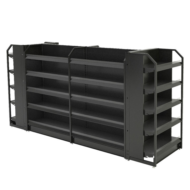 Customize the large supermarket single shelf, the convenience store displays the shelf, and the fine steelwood assembly shelf against the wall shelf.