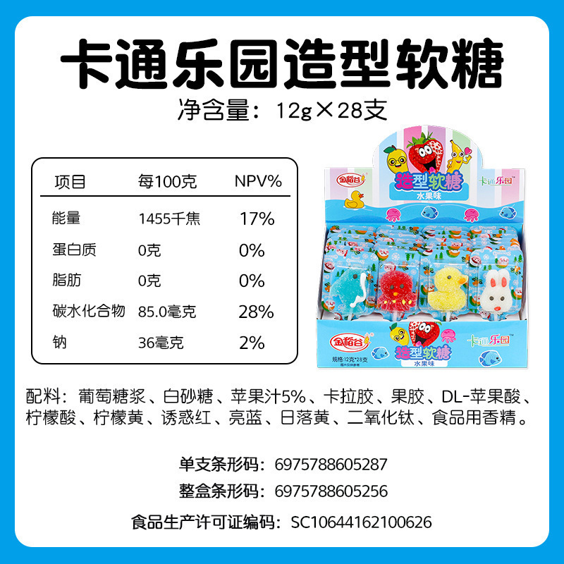 Cơm ống, 12 gram cá heo, hộp kẹo và thức ăn cho trẻ em.