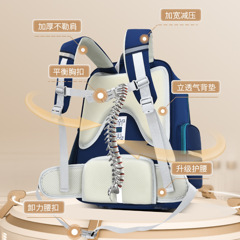 Túi Tiểu Học Gió Anh, 6-12 tuổi bị cột sống, túi xách nhẹ.