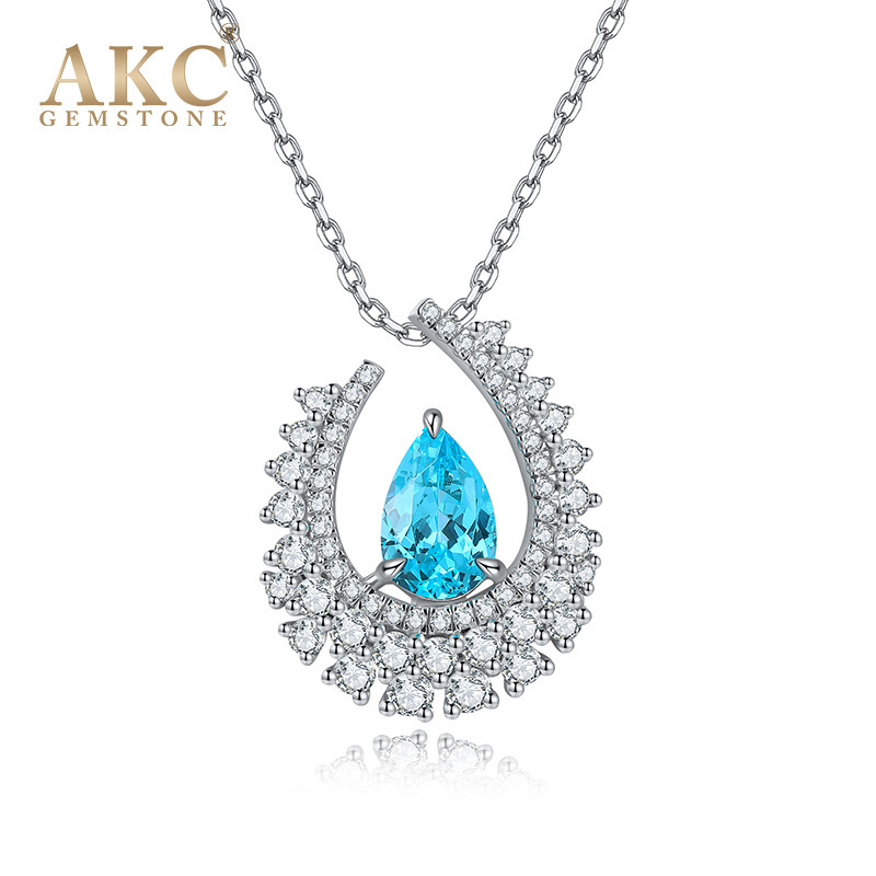 Artificial gemstone factory 925 silver sprung up in Paraiba's necklace.