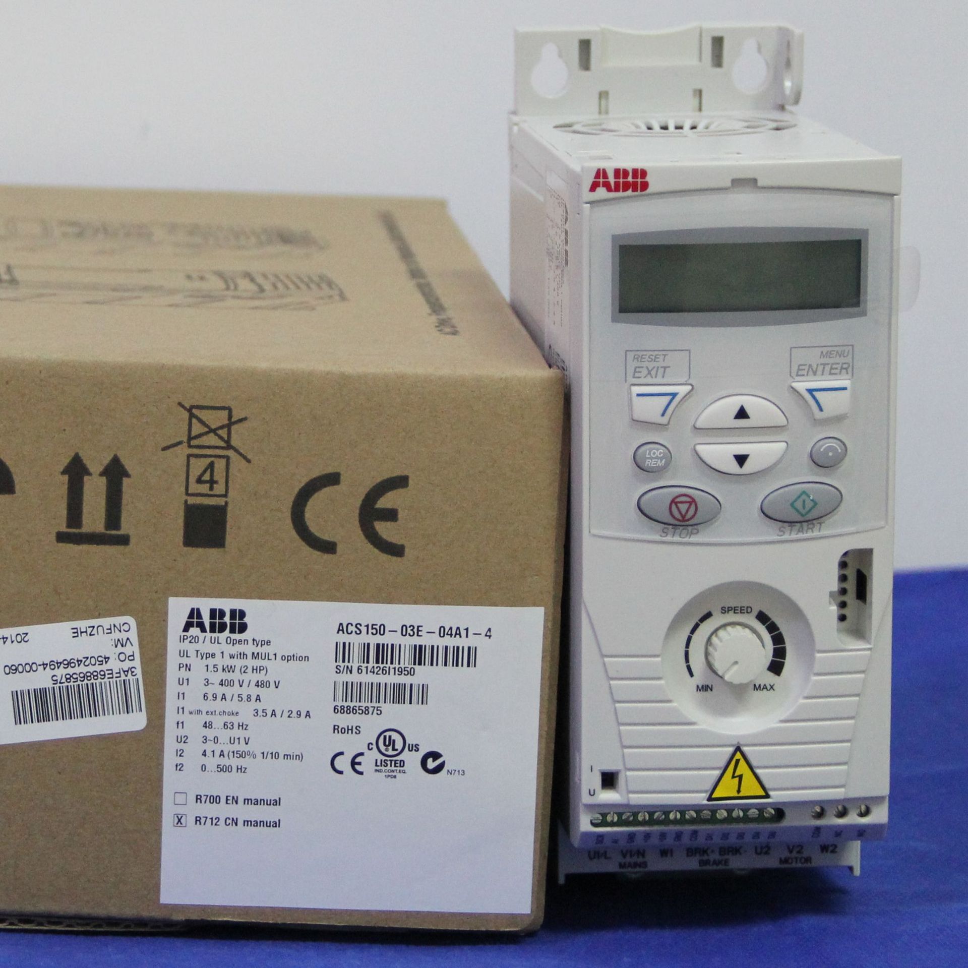 ABB变频器ACS150系列搅拌皮带低压传送调节器4kw三相380V变频器