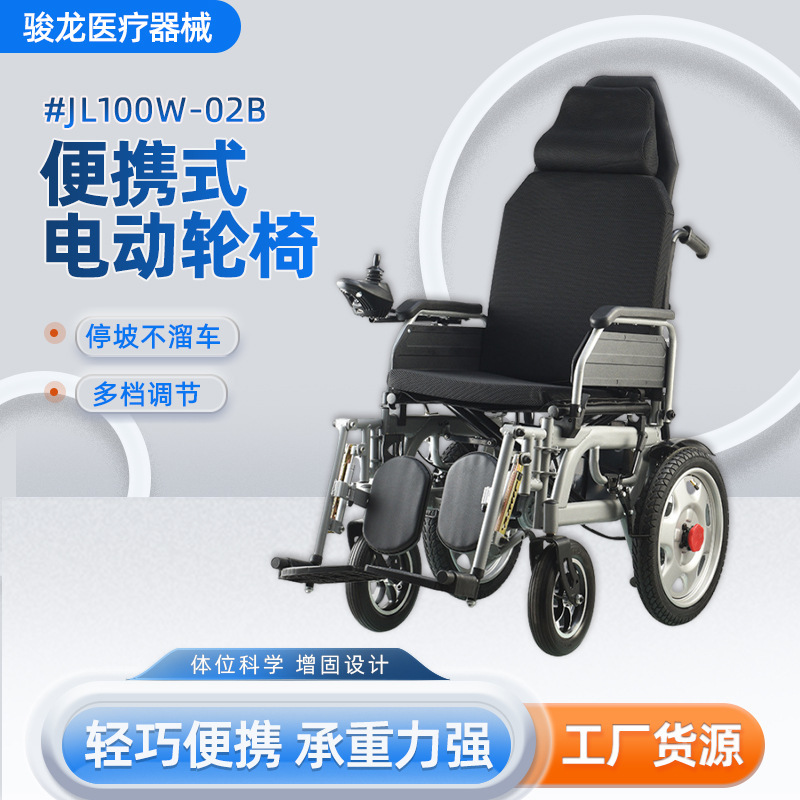 A fully automated wheelchair folding of a portable four-wheeled vehicle electric wheelchair for older persons with disabilities