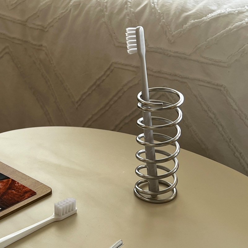 Ins stainless-ringed toothbrusher bathroom table-top brush and emptiness pen-box decoration