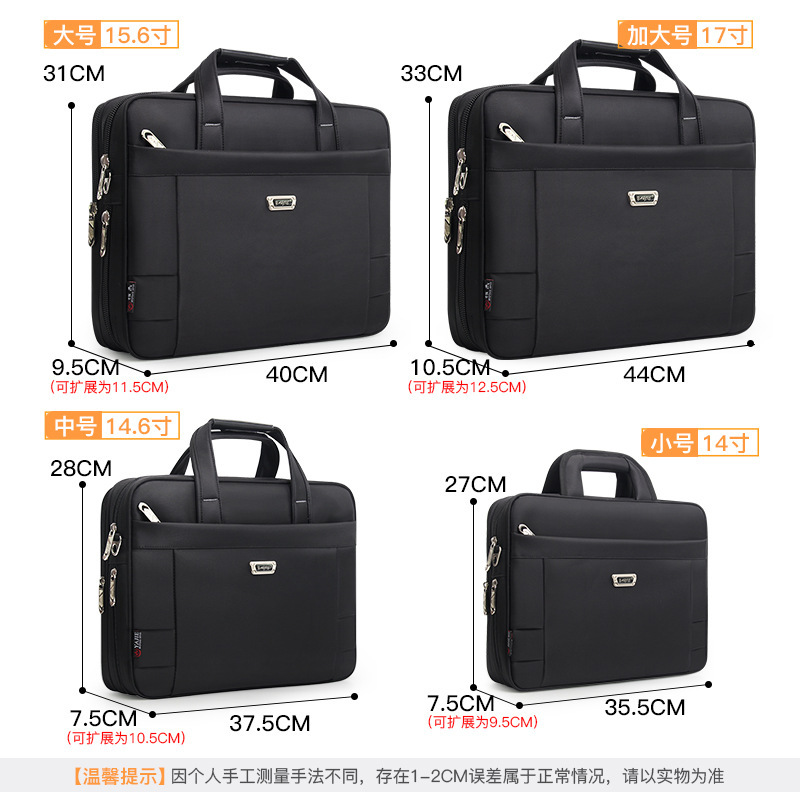 Businessmen Waterproof 15.6-inch computer briefcase, Oxford hand-held one- shoulder business package, tilted across file packs