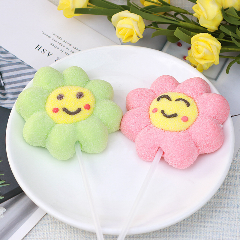 35g hoa hướng dương hoạt hình kẹo dẻo của gạo vàng với một hộp kẹo bông với một bao kẹo