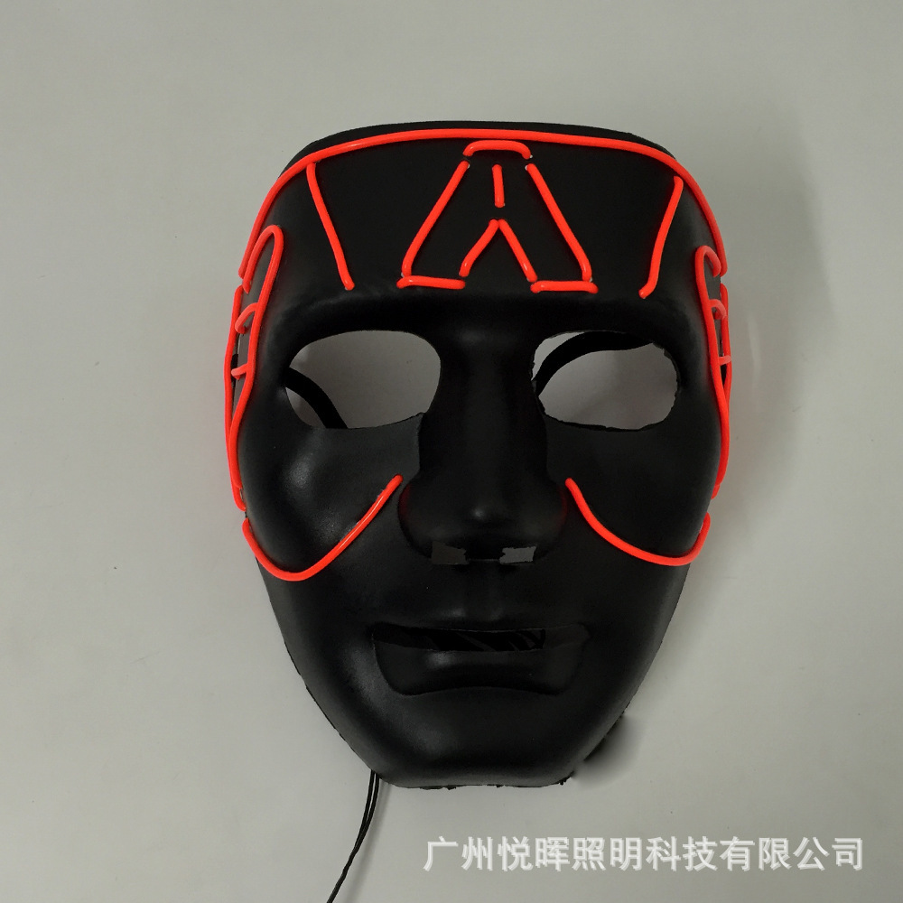 LED万圣节A字美国队长发光面具化妆舞会荧光LED面具el冷光线Mask