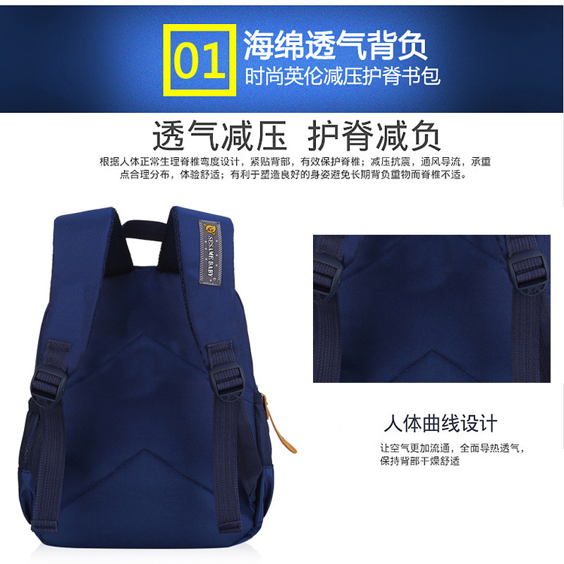 Kindergarten kits customize small, medium and large children's school bags, cartoons, cute double-shouldered bear impression logo.