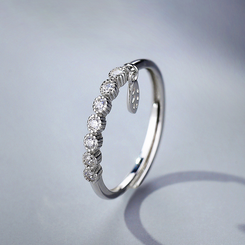 SHIAI 925 pure silver-wind diamond ring girl Ins, cold wind and light, design a simple Korean silver ring.