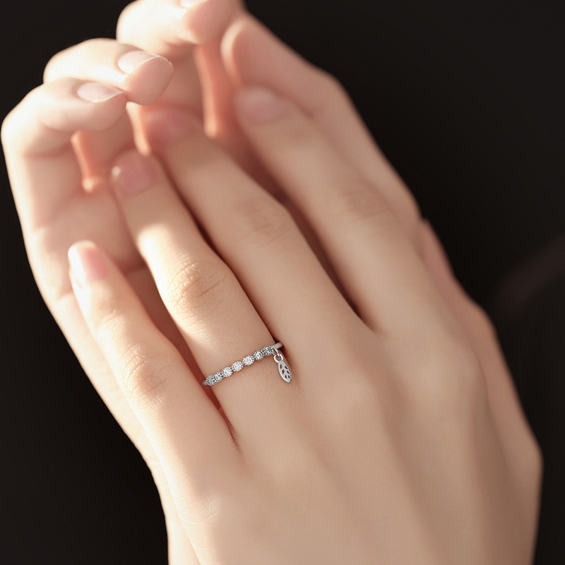 SHIAI 925 pure silver-wind diamond ring girl Ins, cold wind and light, design a simple Korean silver ring.