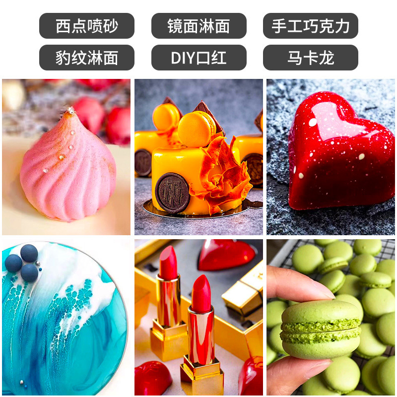Color-bracked chocolate oil soluble fc oiled with white paint sprayed with sand cake color.