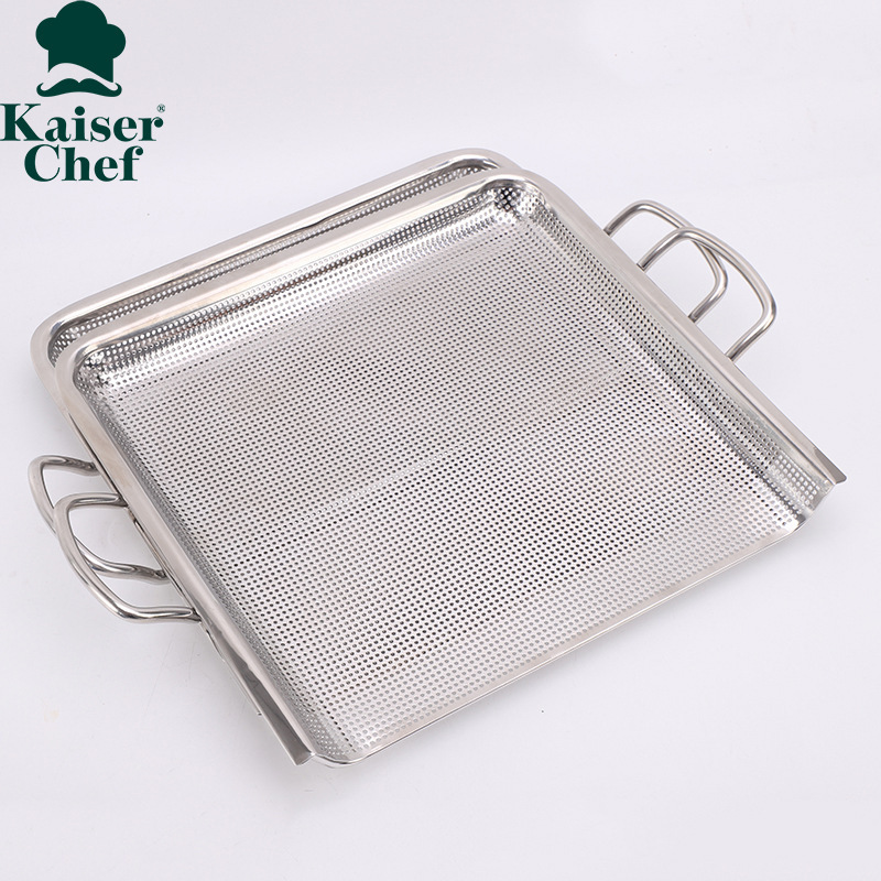Wholesale of a home kitchen tool-stamped rectangular double-ear baker, stainless steel spiller.