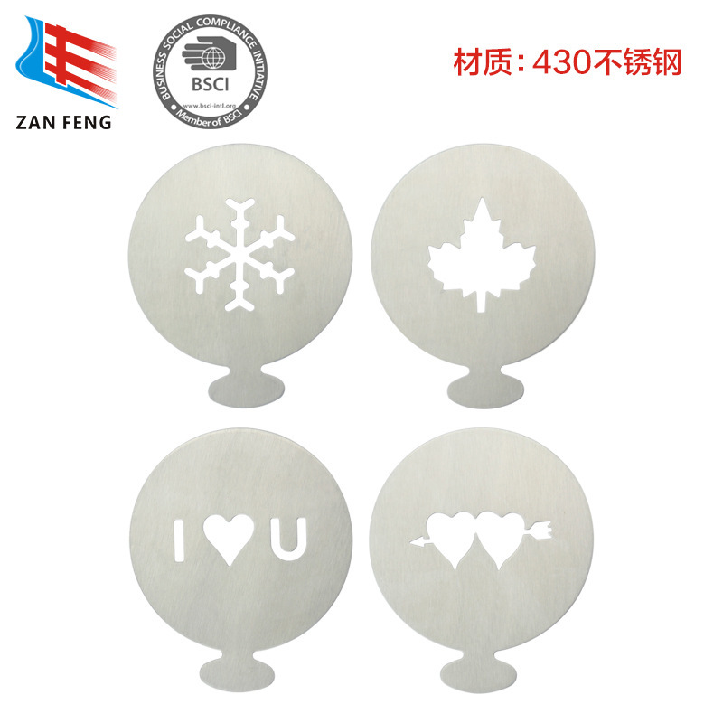 Multiple stainless steel-based coffee molds, six pairs of smiling faces on the cocoa-spray template.