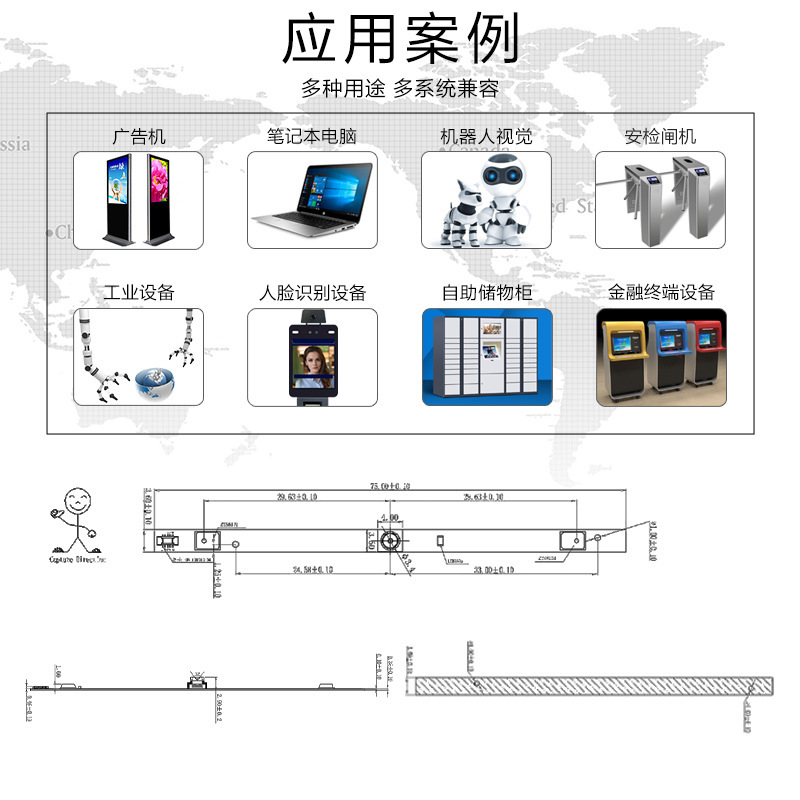 1 million pixels 720P focus laptop interface two digital microphone camera modules