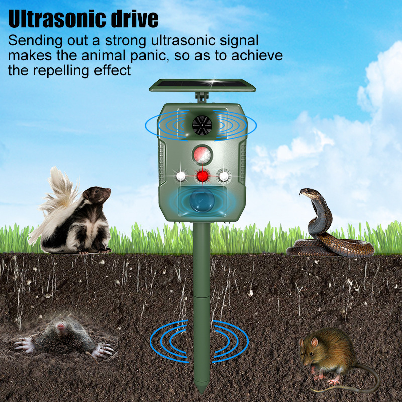 工厂定制超声波驱鼠器户外防水动物驱赶器驱鸟器地插驱蛇器驱兽器