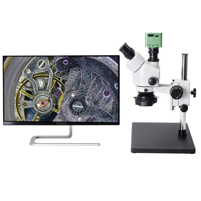 Anatomy exercise for hand-watch circuit board maintenance in a 4K tri-eye binocular microscope 7-45 times successively