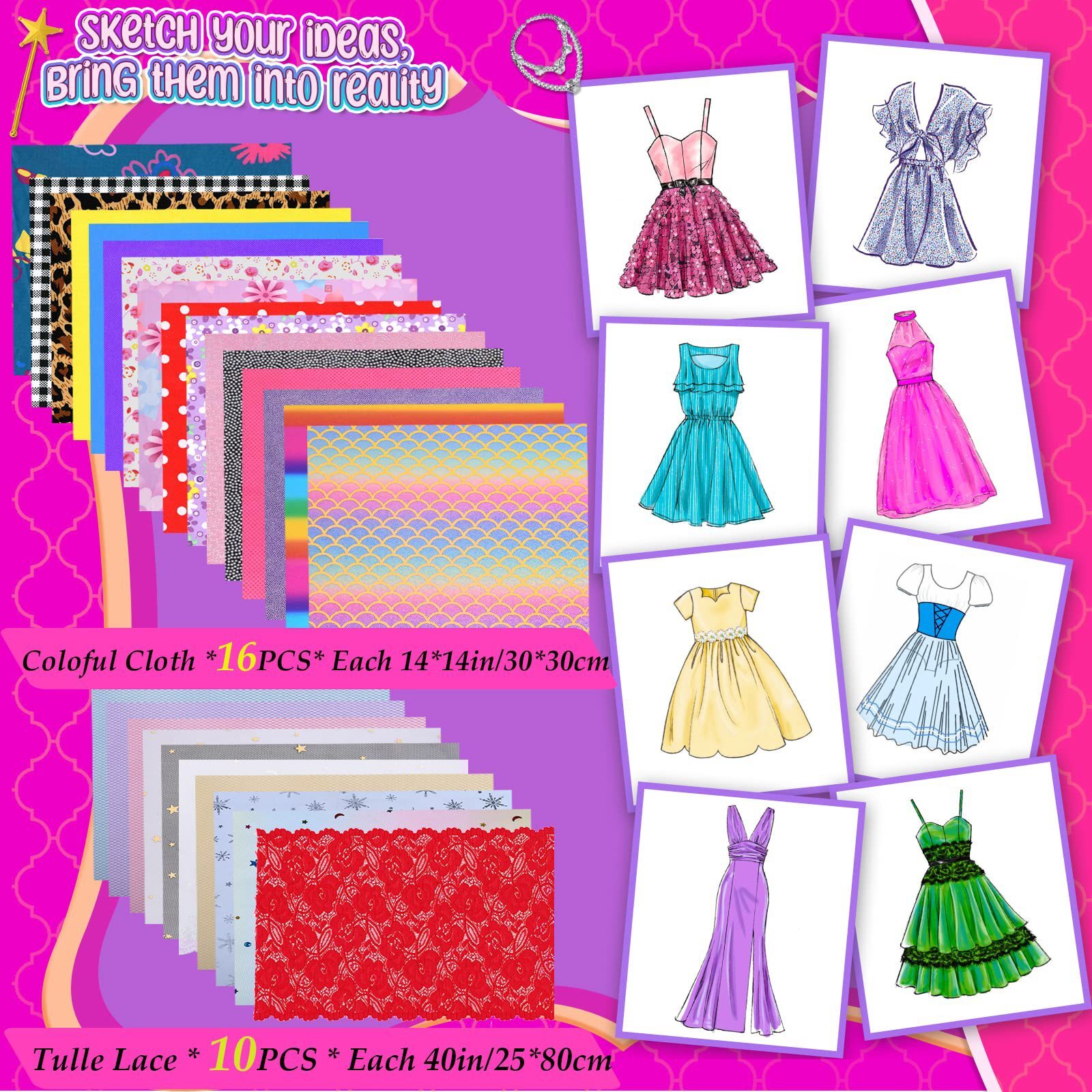 500 PCS thời trang cho bộ đồ may đồ trẻ em, búp bê và phù hợp với nghệ thuật nữ.
